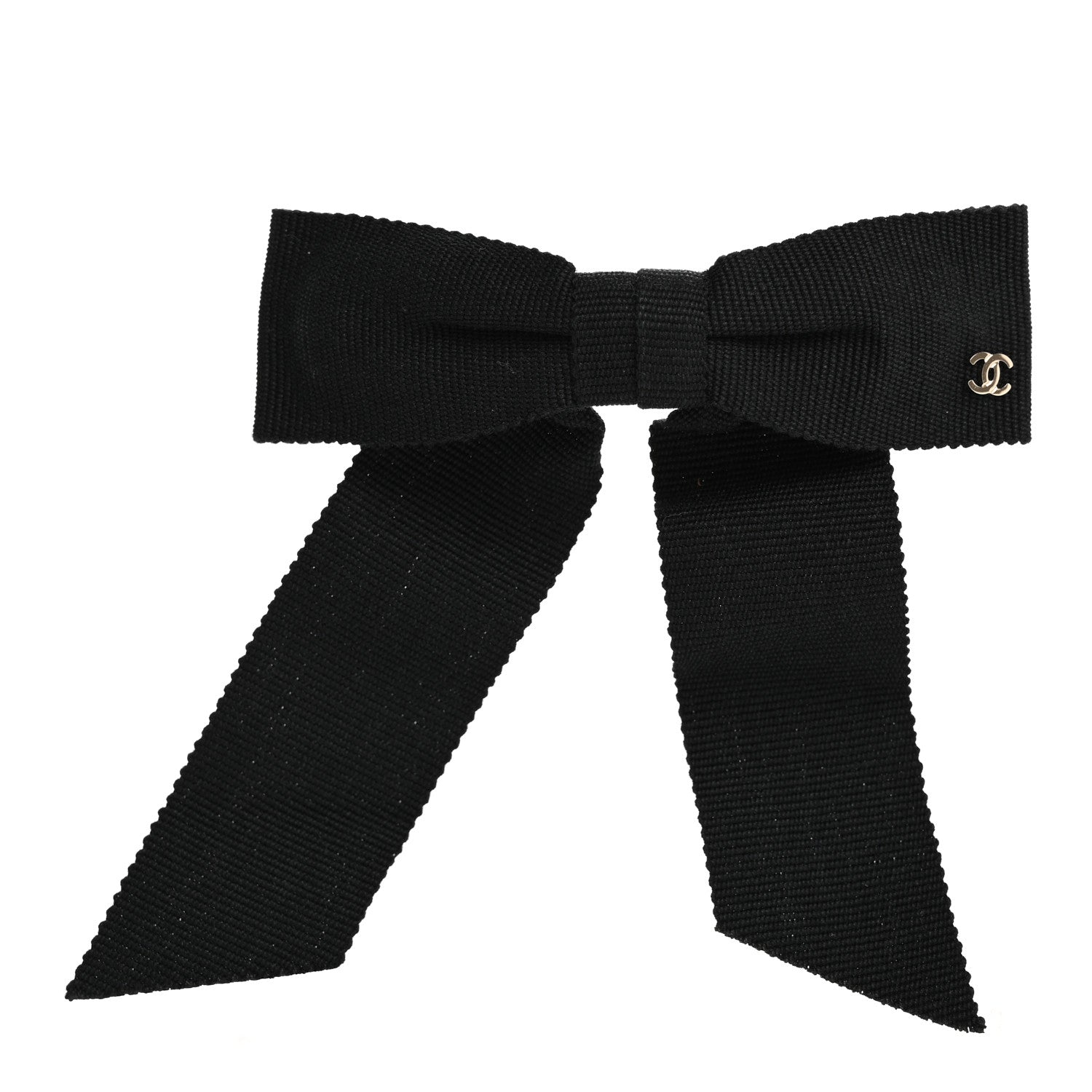 Chanel Grosgrain Bow CC Hair Clip Black 1 of 3