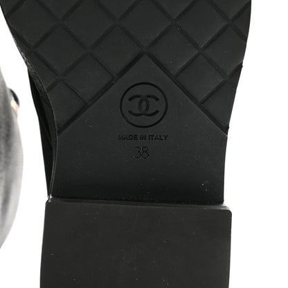 Chanel Buffalo Pearl Lace Up CC Combat Short Boots 38 Black 7 of 10