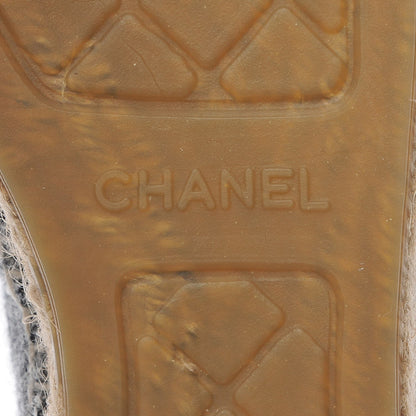Chanel Tweed Velvet CC Espadrilles 38 Grey Black 7 of 11