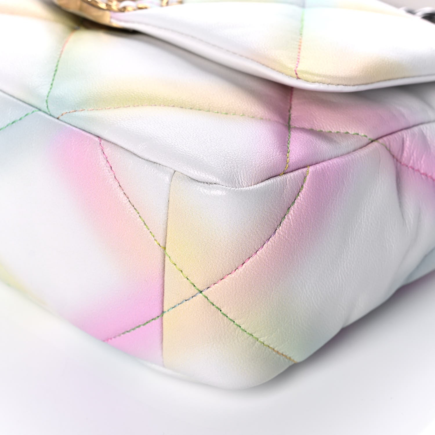 Chanel Printed Goatskin Quilted Medium Chanel 19 Flap White Multicolor 11 of 12