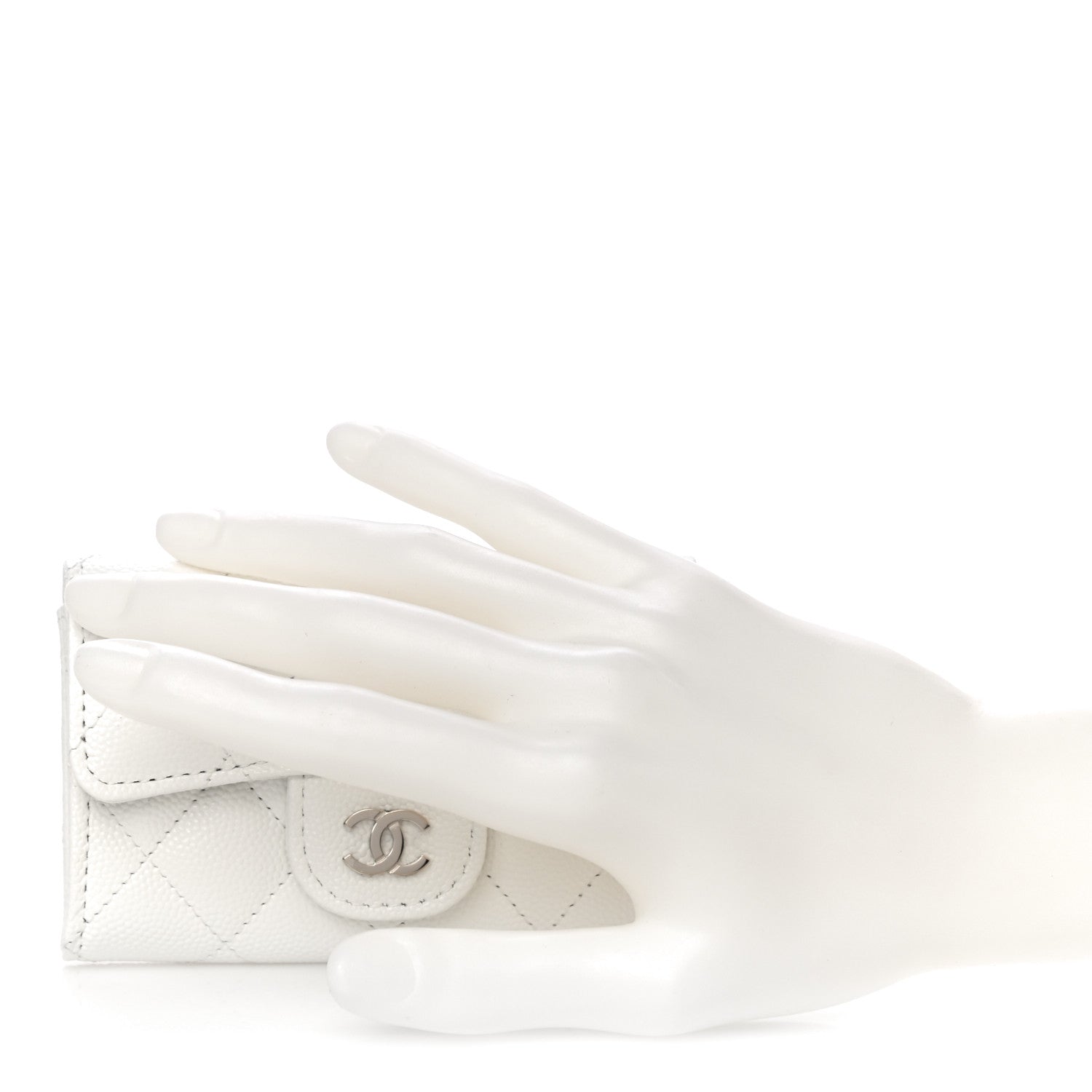 Chanel Caviar Quilted Flap Card Holder Wallet White 2 of 12