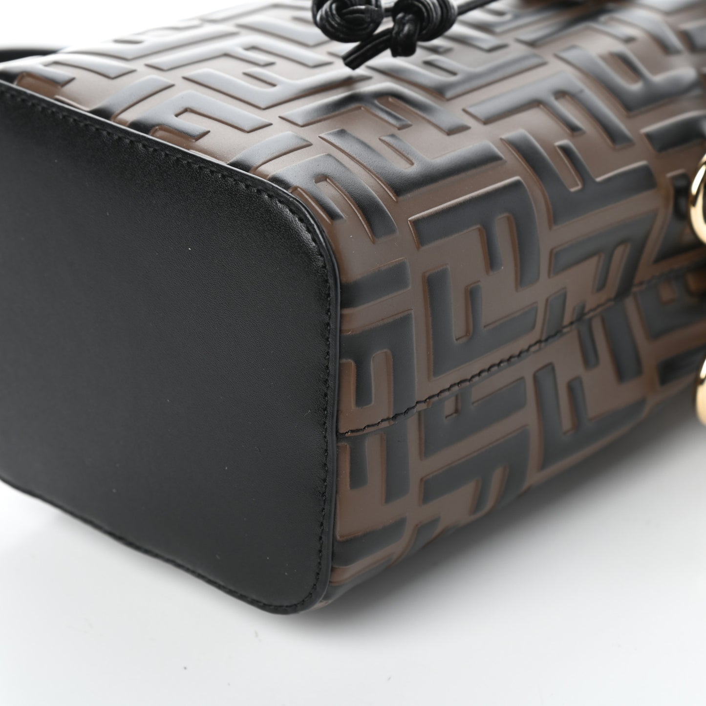 Vitello Liberty F is Fendi Bi-Color FF 1974 Embossed Mini Mon Tresor Bucket Bag Maya Black