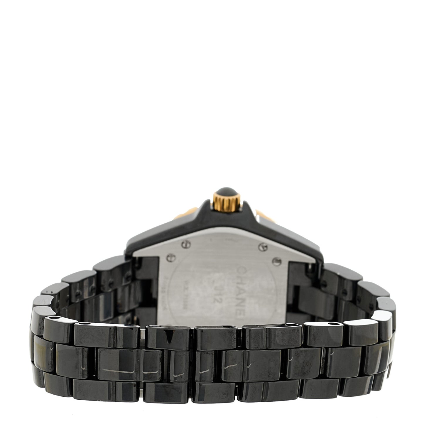 Stainless Steel 18K Yellow Gold Ceramic Diamond 33mm J12 Quartz Watch Black