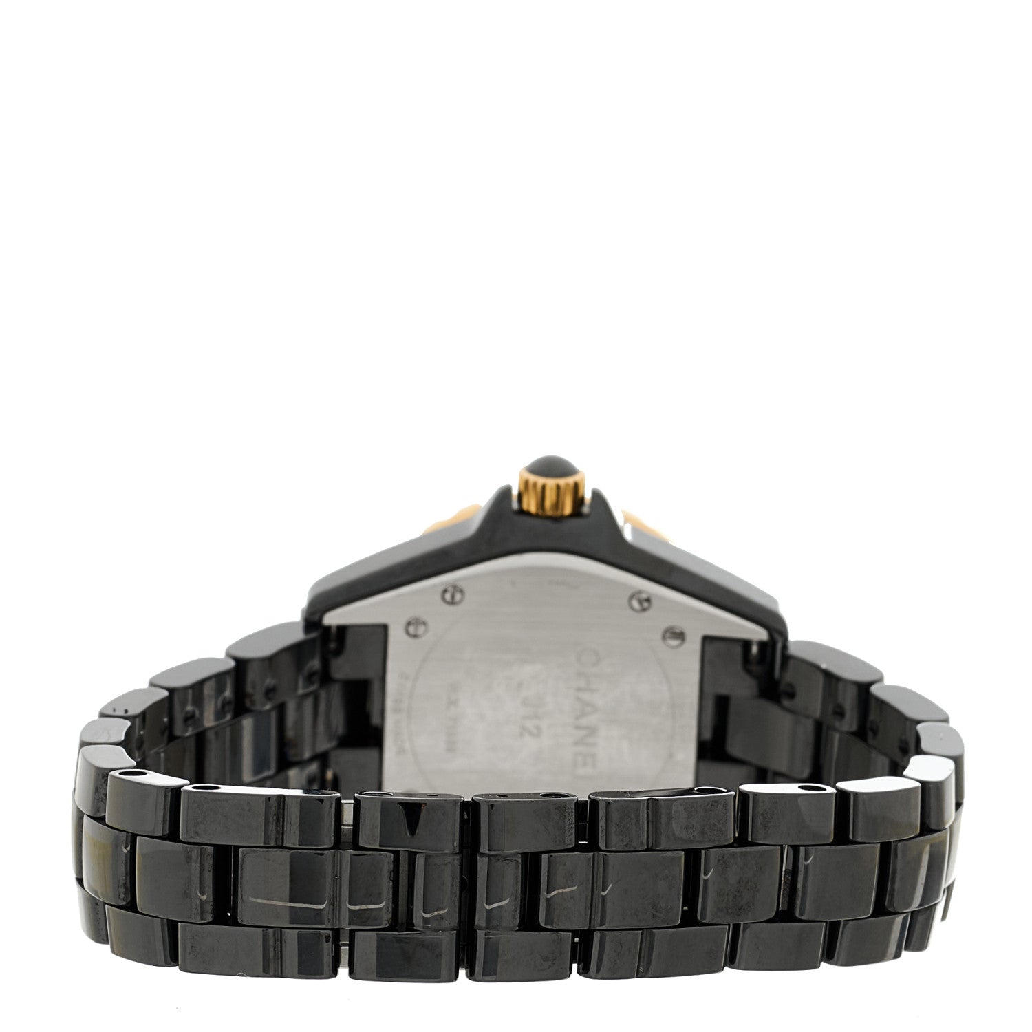 Chanel Stainless Steel 18K Yellow Gold Ceramic Diamond 33mm J12 Quartz Watch Black 3 of 5