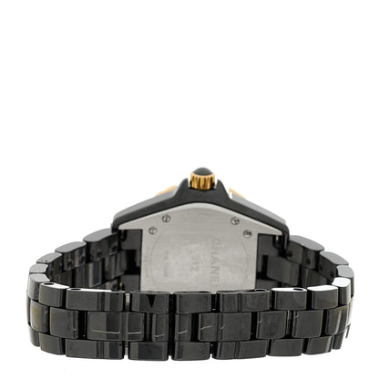 Chanel Stainless Steel 18K Yellow Gold Ceramic Diamond 33mm J12 Quartz Watch Black 3 of 5