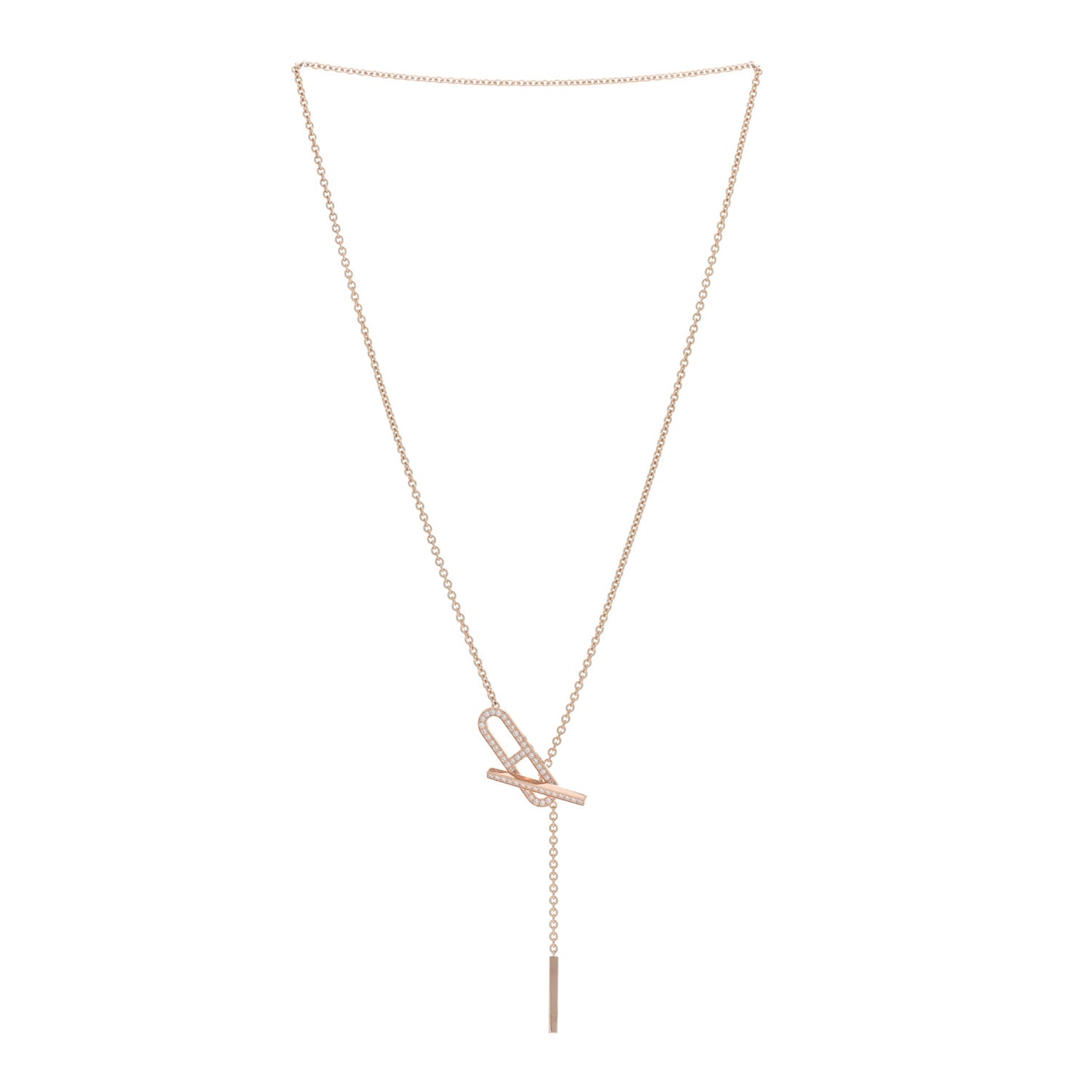 18K Rose Gold Diamond PM Ever Chaine D'Ancre Necklace ST
