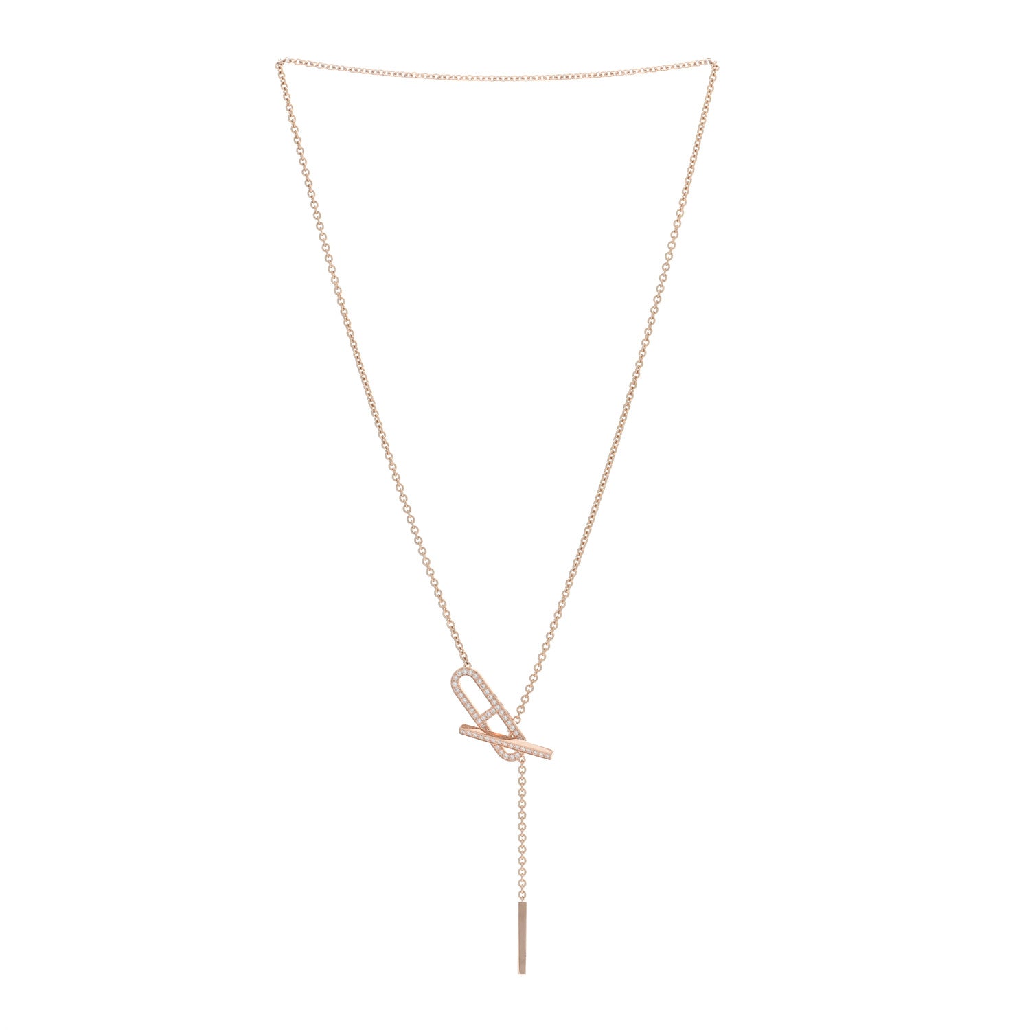 Hermes 18K Rose Gold Diamond PM Ever Chaine D'Ancre Necklace ST 2 of 4