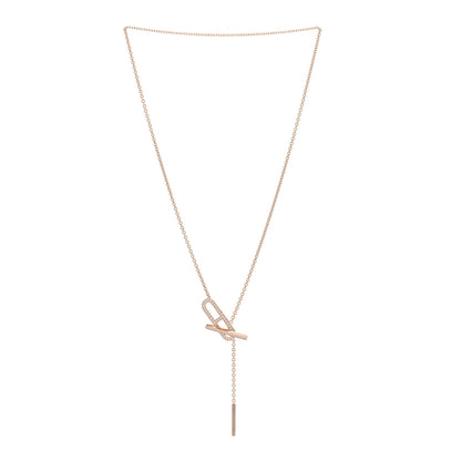 Hermes 18K Rose Gold Diamond PM Ever Chaine D'Ancre Necklace ST 2 of 4