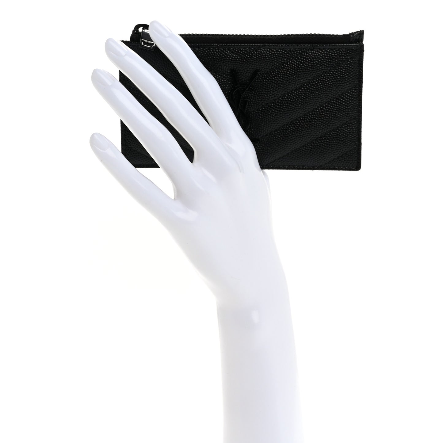 Grain De Poudre Matelasse Chevron Monochrome Fragments Zippered Card Case Black