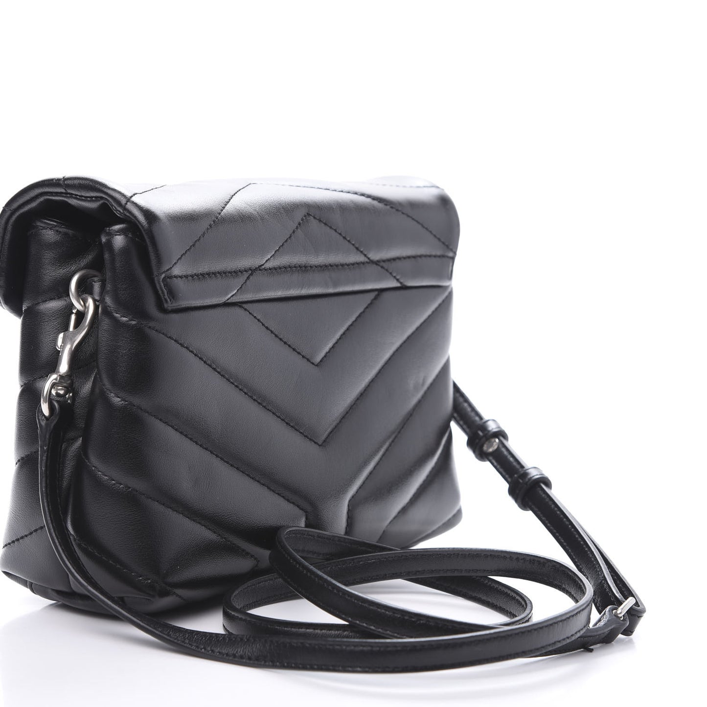 Calfskin Y Quilted Monogram Toy Loulou Crossbody Bag Black