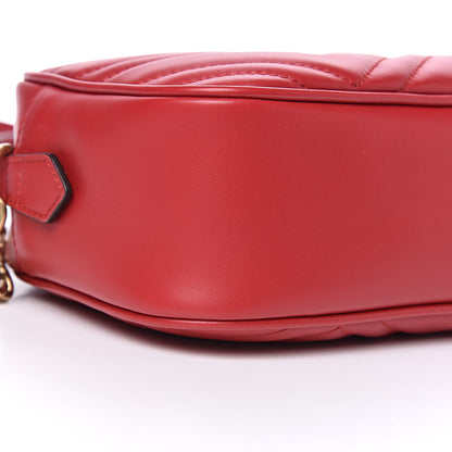 Gucci Calfskin Matelasse Small GG Marmont Chain Shoulder Bag Hibiscus Red 9 of 11