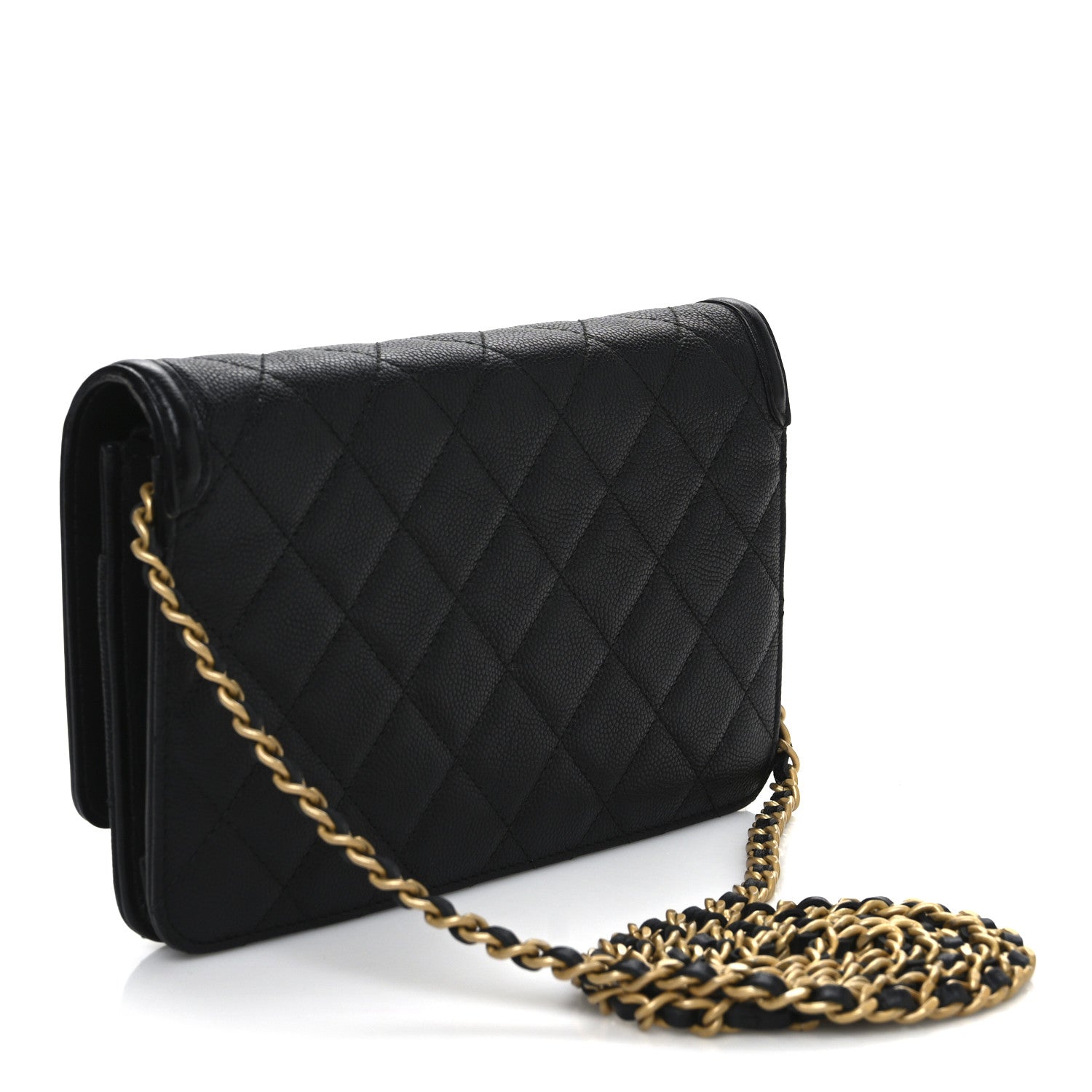 Chanel Caviar Quilted CC Filigree Wallet On Chain WOC Black 3 of 12