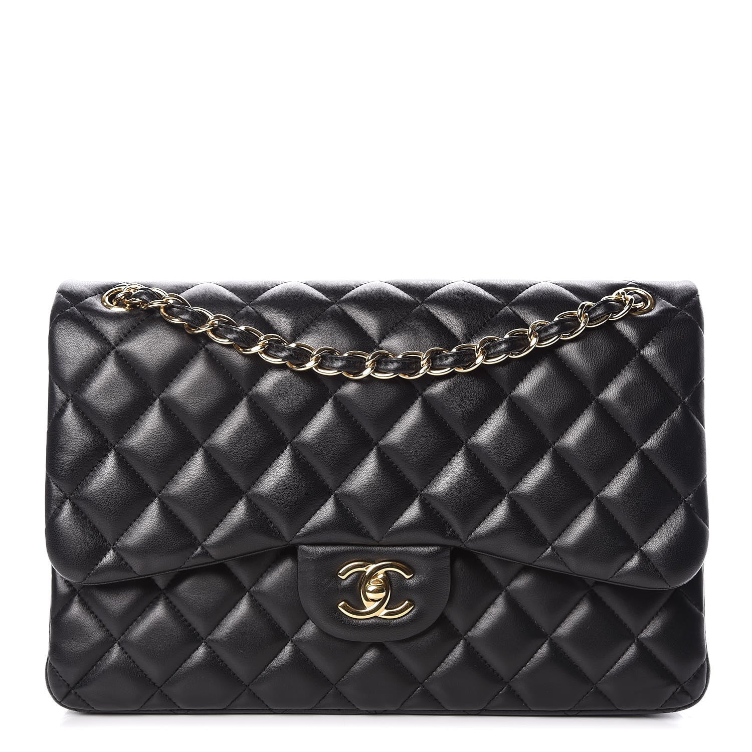 Chanel Lambskin Quilted Jumbo Double Flap Black 1 of 16