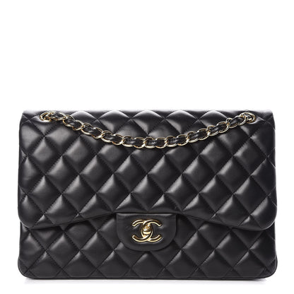 Chanel Lambskin Quilted Jumbo Double Flap Black 1 of 16