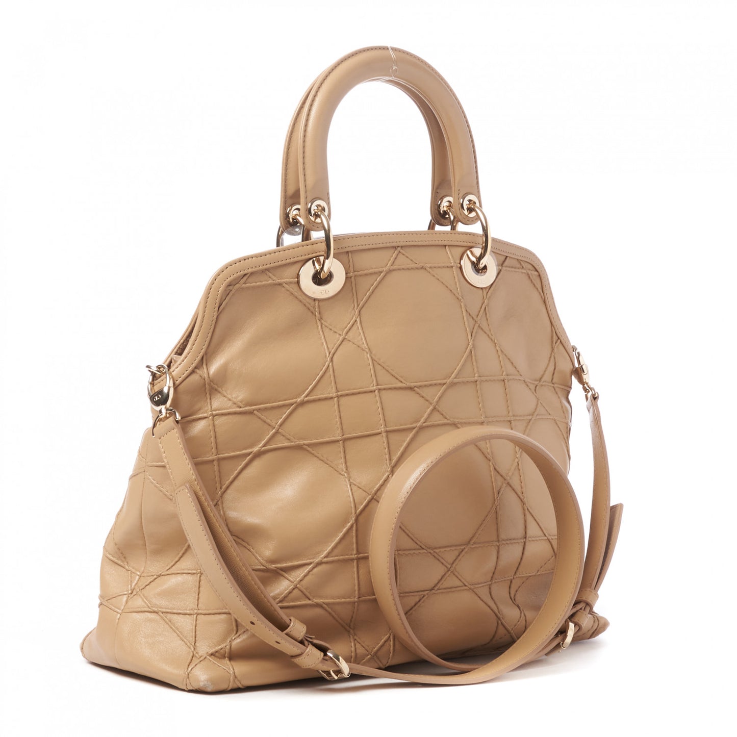 Lambskin Cannage Granville Polochon Beige