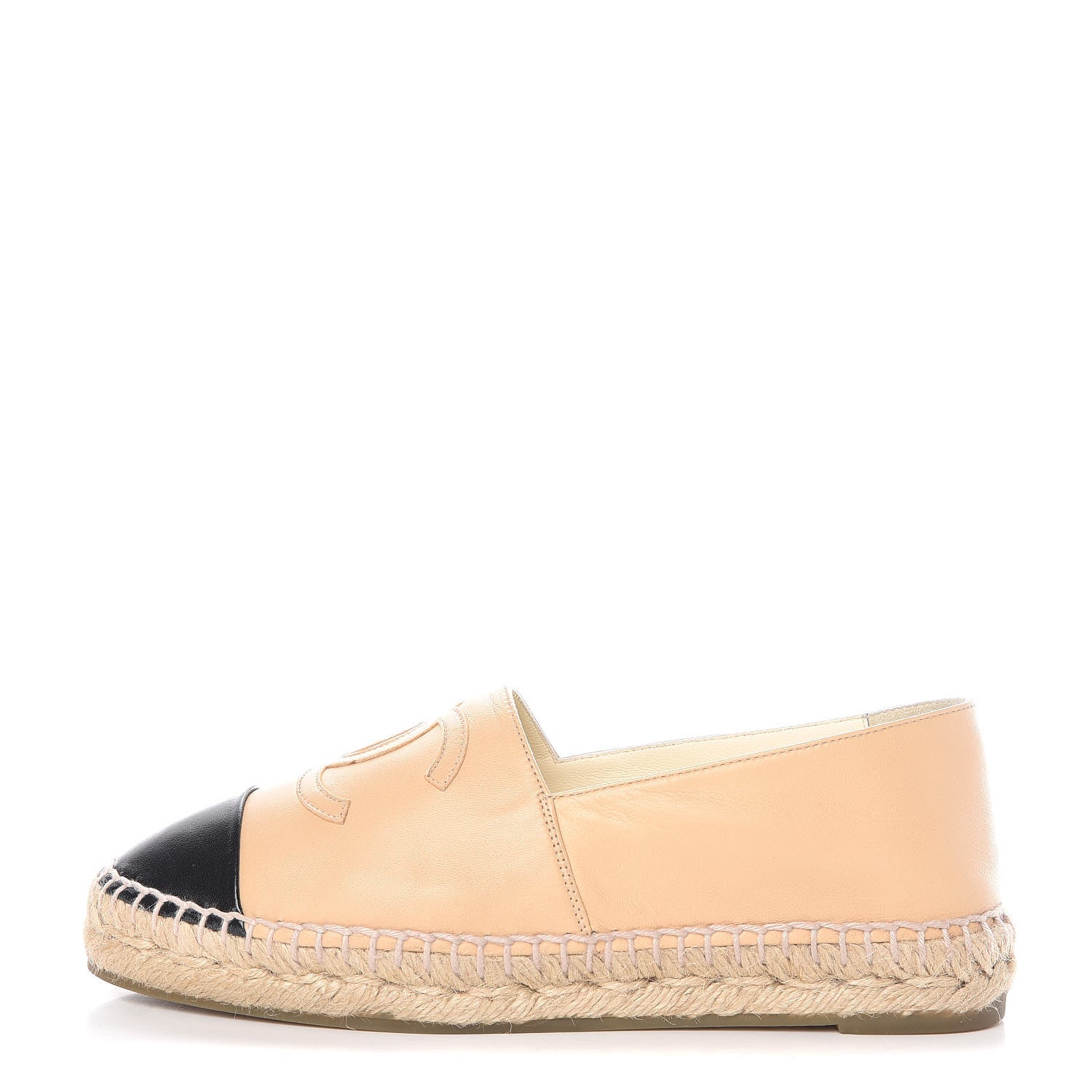 Chanel Lambskin CC Espadrilles 36 Beige Black 1 of 13