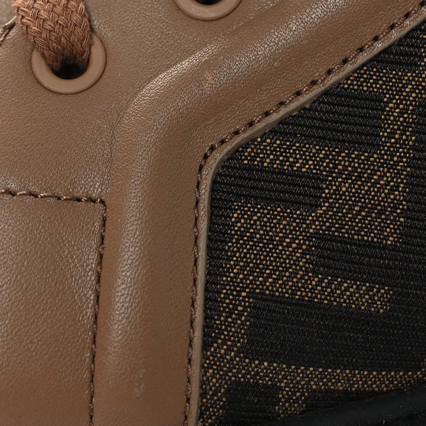 Fabric Jacquard Vitello FF Domino 50mm Biker Boots 38 Tobacco Black Sand