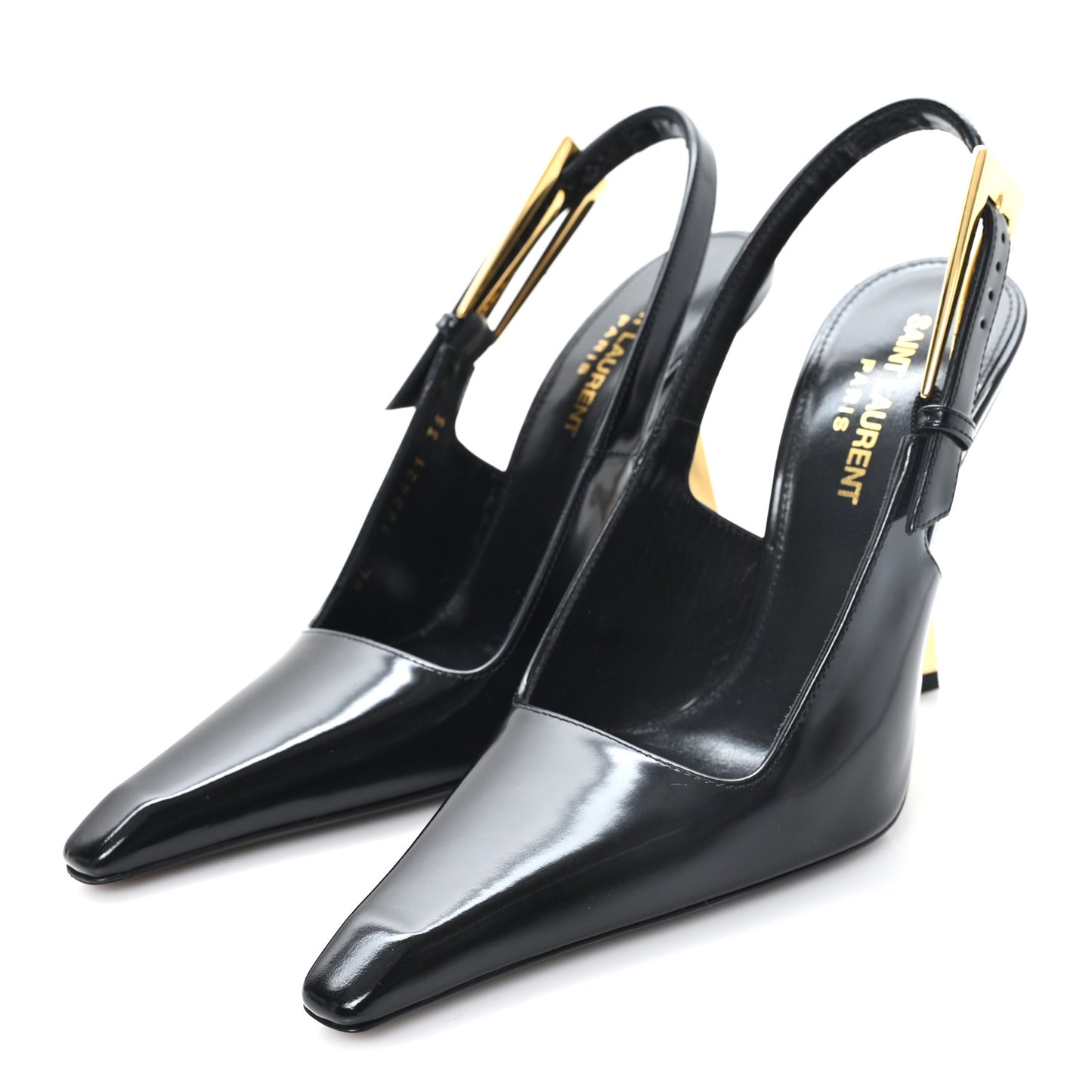 Glazed Calfskin Lee Slingback Pumps Black 35 Black