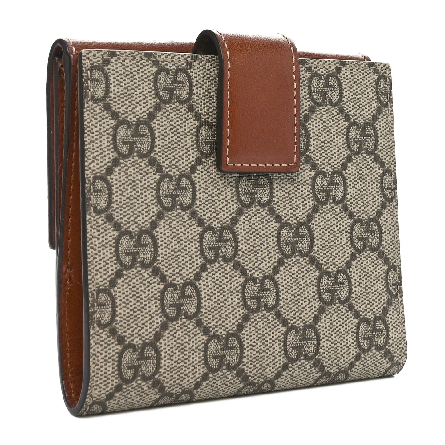 GG Supreme Monogram French Flap Wallet Brown