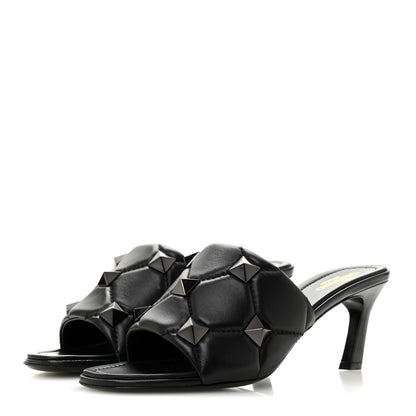 Valentino Garavani Nappa Quilted Monochrome Roman Stud 65mm Slide Sandals 39.5 Black 4 of 10