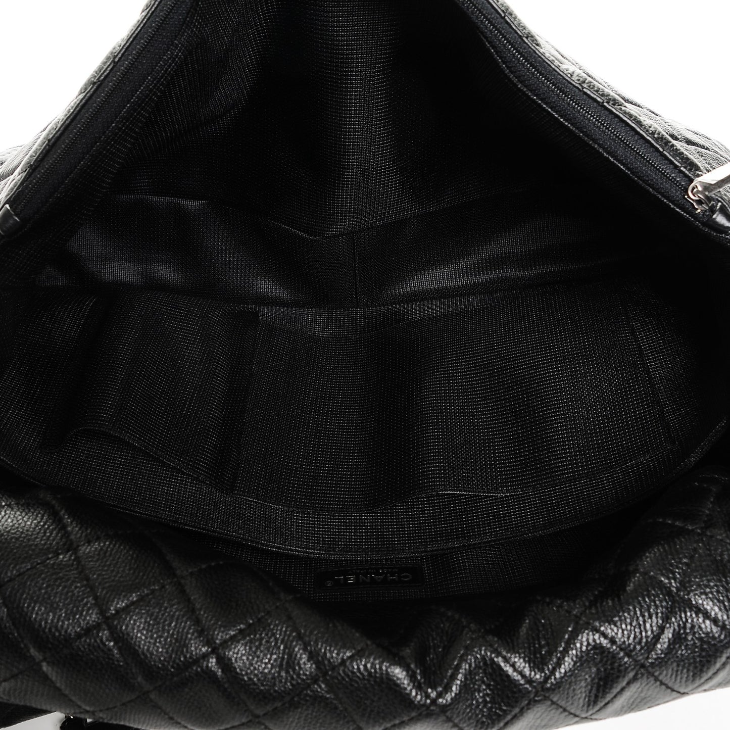 Calfskin Quilted XXL Travel Flap Bag Black