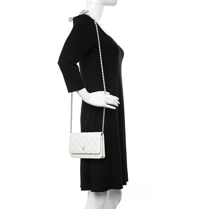 Chanel Lambskin Quilted Coco Bow Wallet On Chain WOC White 2 of 11