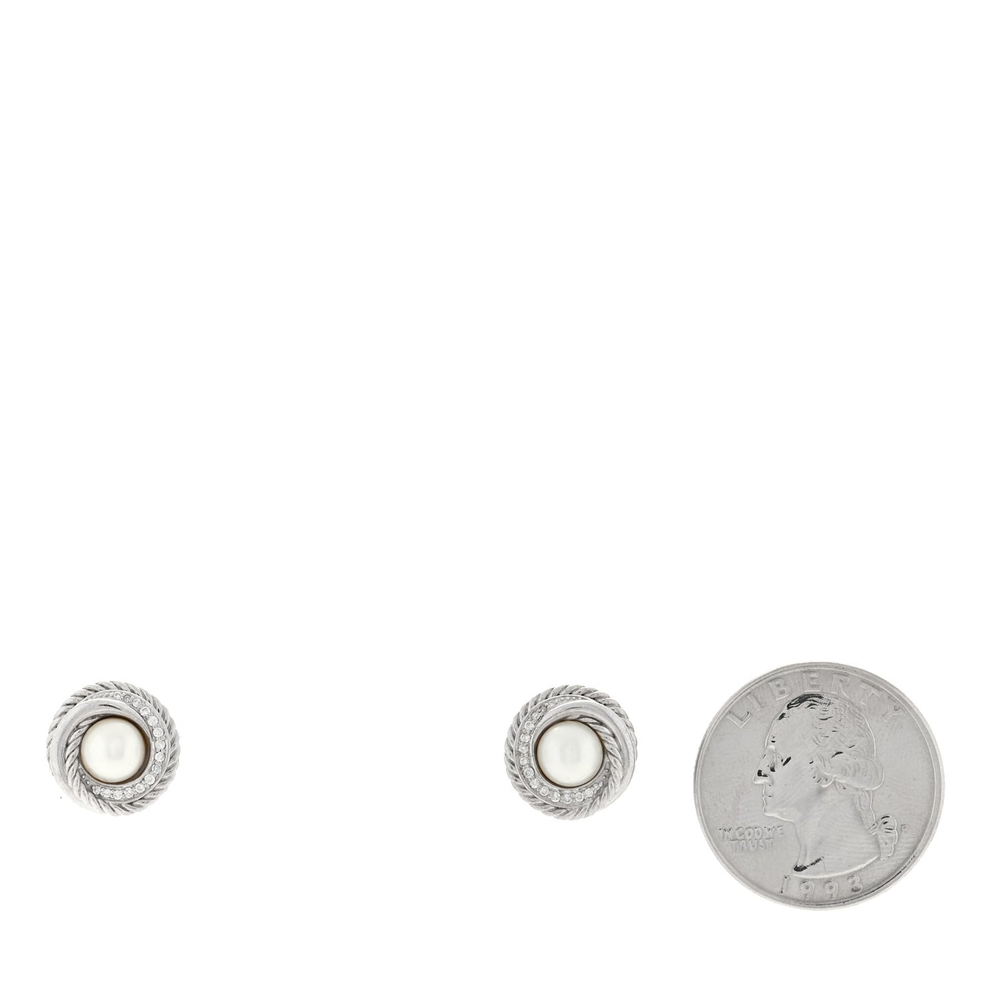Sterling Silver Diamond Freshwater Pearl Crossover Earrings