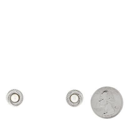 David Yurman Sterling Silver Diamond Freshwater Pearl Crossover Earrings 2 of 4
