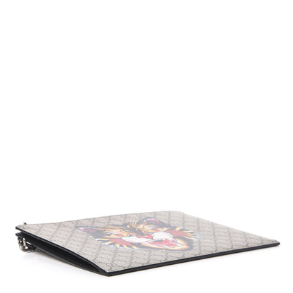 Gucci GG Supreme Monogram Angry Cat Zip Wristlet Pouch Beige 4 of 7