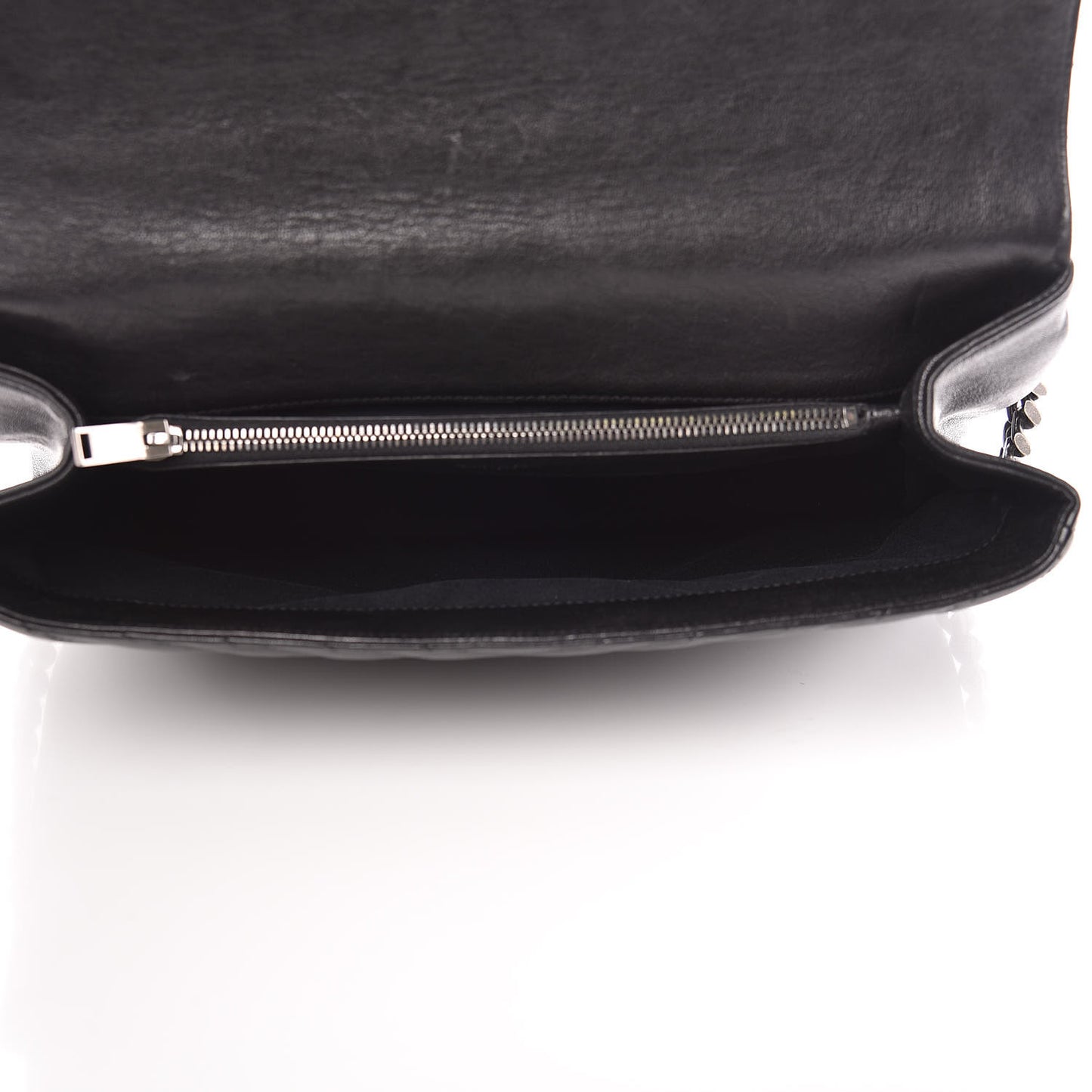 Sheepskin Matelasse Chevron Monogram Large College Satchel Black