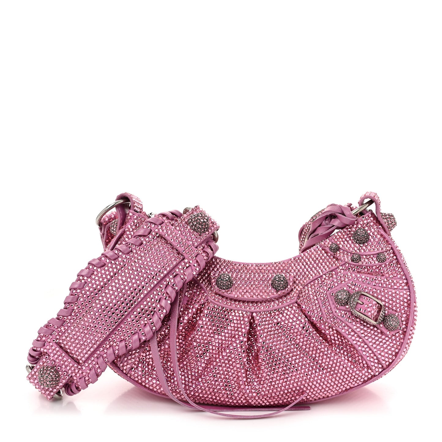 Strass Suede Le Cagole Shoulder Bag XS Taffy Light Pink