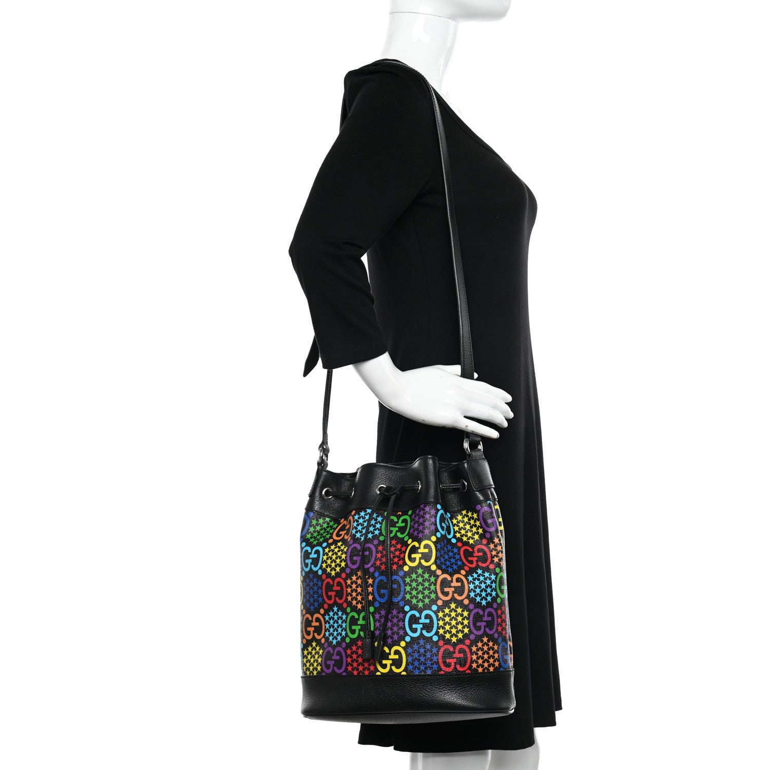 Gucci GG Supreme Monogram Psychedelic Bucket Bag Black 2 of 11