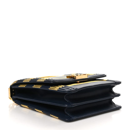 Chanel Metallic Lambskin Striped North South Boy Flap Navy Gold 4 of 11