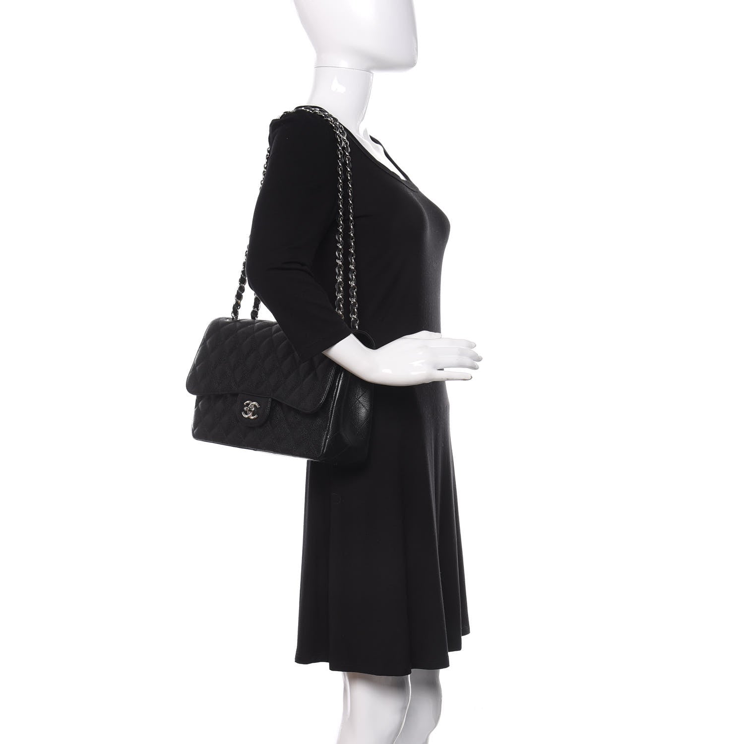 Chanel Caviar Quilted Jumbo Double Flap Black 2 of 12