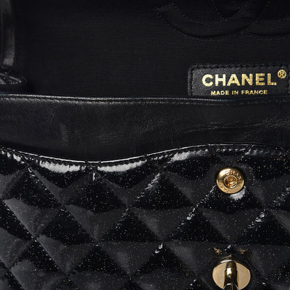 Chanel Patent Quilted Sparkle Glitter Medium Double Flap Black 14 of 15
