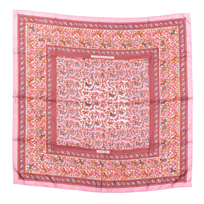 Hermes Silk Chasse En Inde Scarf 90 Cuivre Rose Vieux Rose 1 of 6