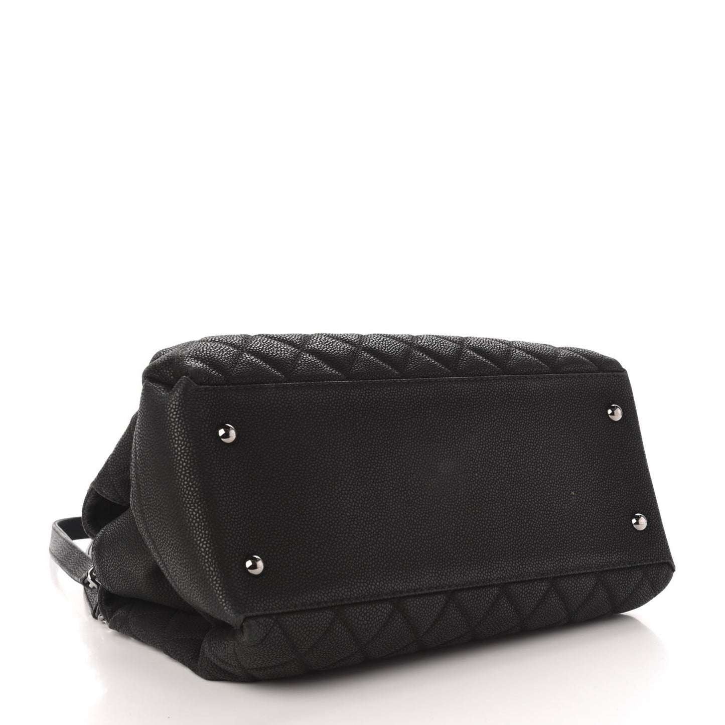 Iridescent Caviar Quilted Lady Pearly Tote Black