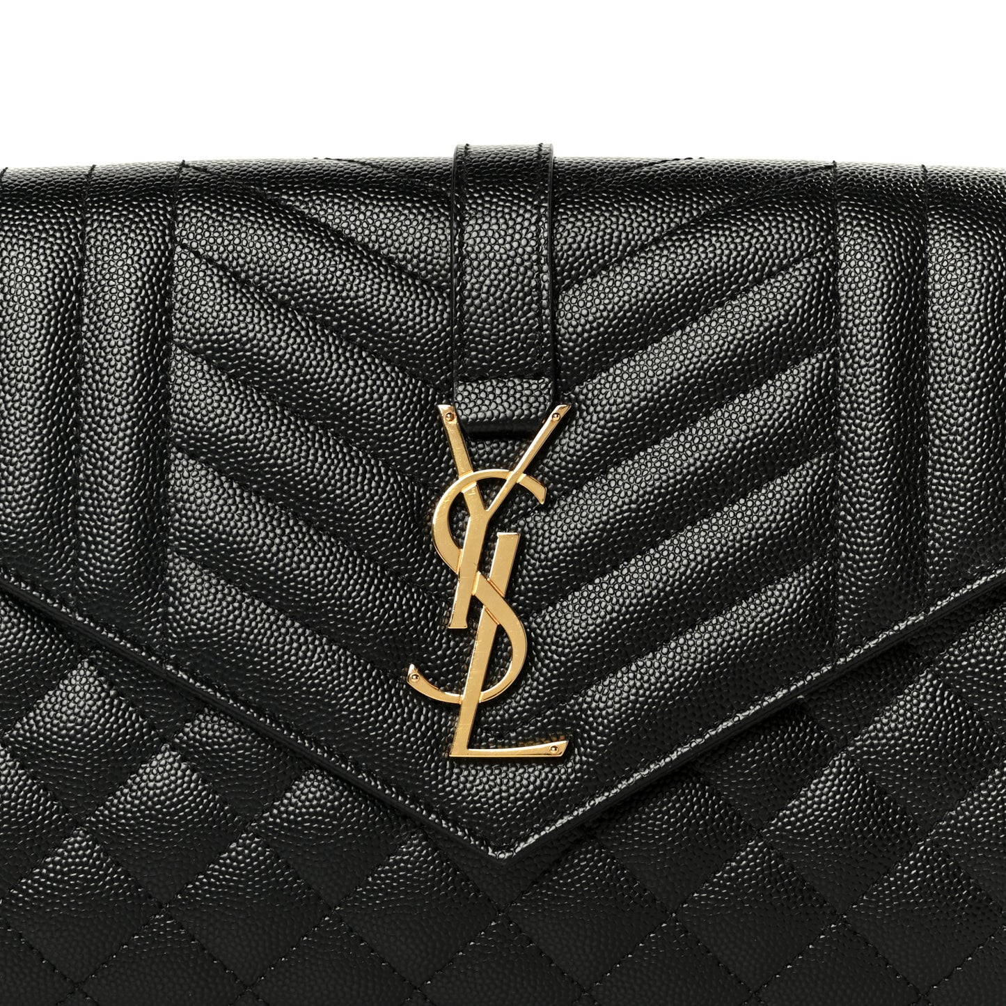 Grain De Poudre Textured Mixed Matelasse Triquilt Monogram Clutch Black