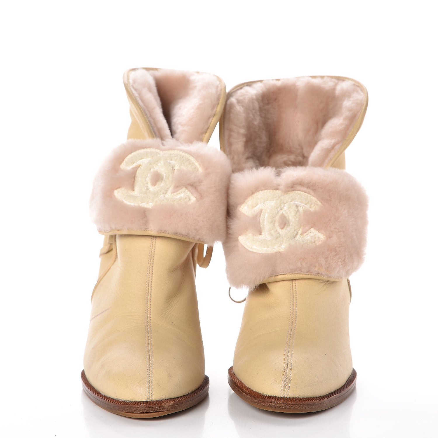 Chanel Lambskin Fur Tassel Booties 36.5 Beige 2 of 12
