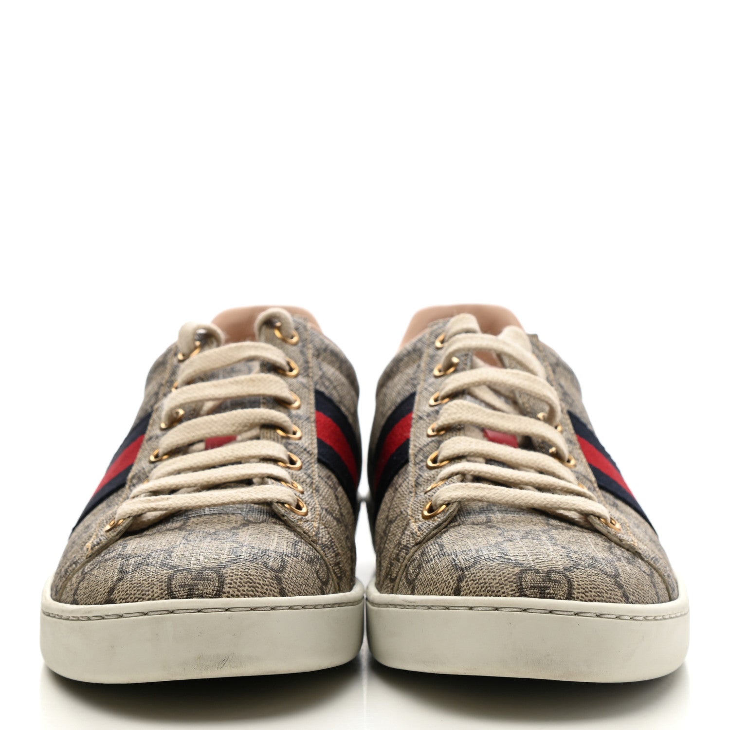 Gucci GG Supreme Monogram Womens Ace Low-Top Sneaker 37.5 Beige 2 of 8
