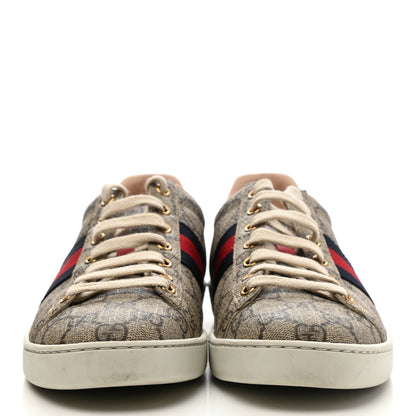 Gucci GG Supreme Monogram Womens Ace Low-Top Sneaker 37.5 Beige 2 of 8