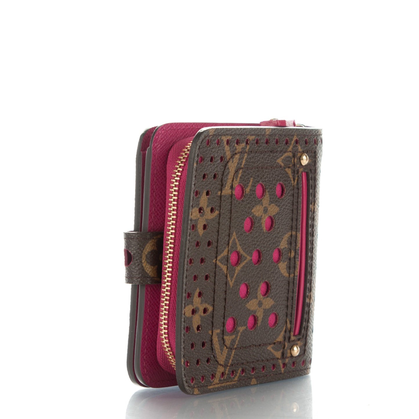 Monogram Perforated Compact Zipped Wallet Fuchsia
