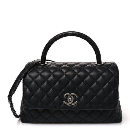 Chanel Caviar Lizard Embossed Quilted Small Coco Handle Flap Black 1 of 10