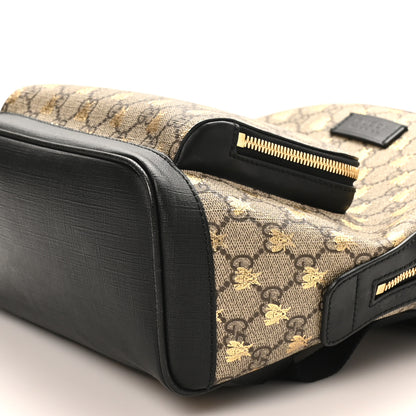 Gucci GG Supreme Monogram Bees Print Small Day Backpack Beige Oro Black 10 of 10