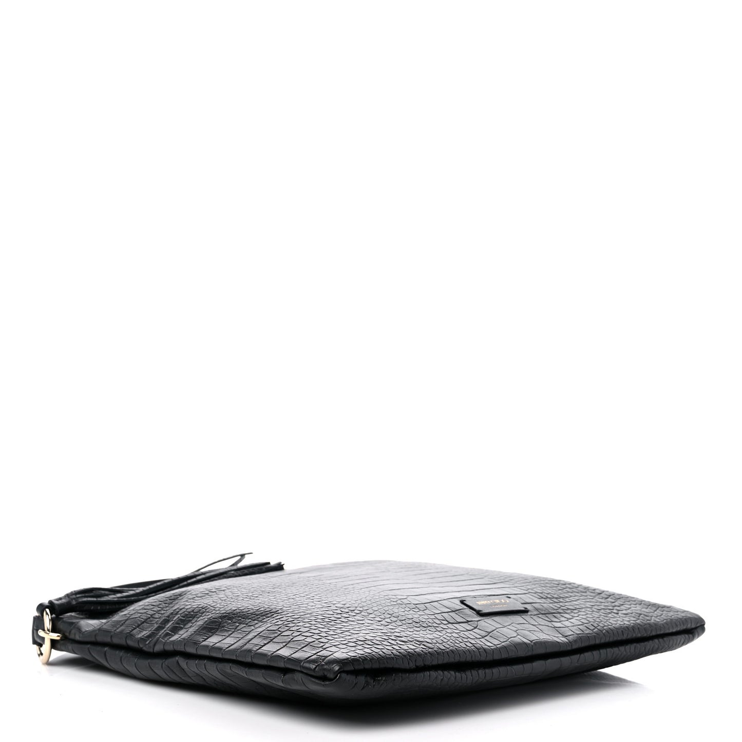 Crocodile Embossed Hobo Bag Black