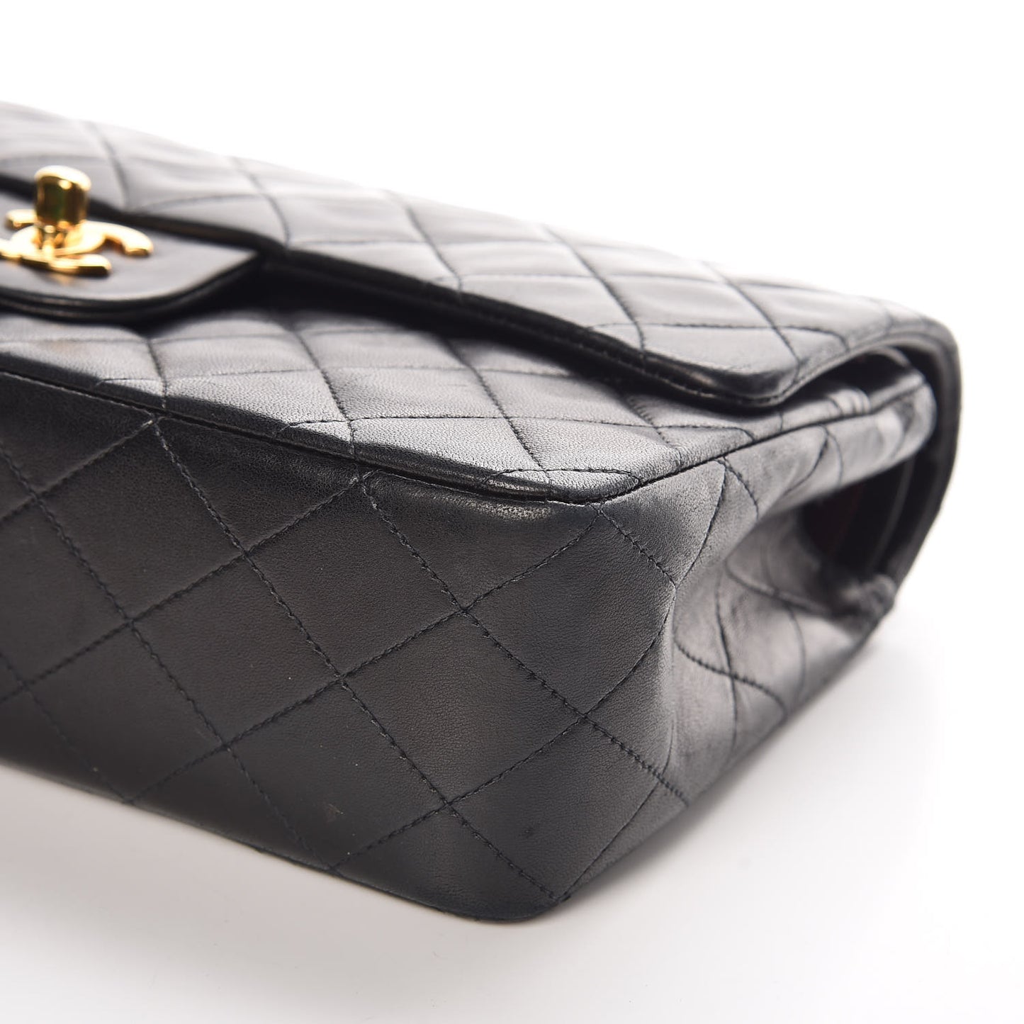 Lambskin Quilted Medium Double Flap Black