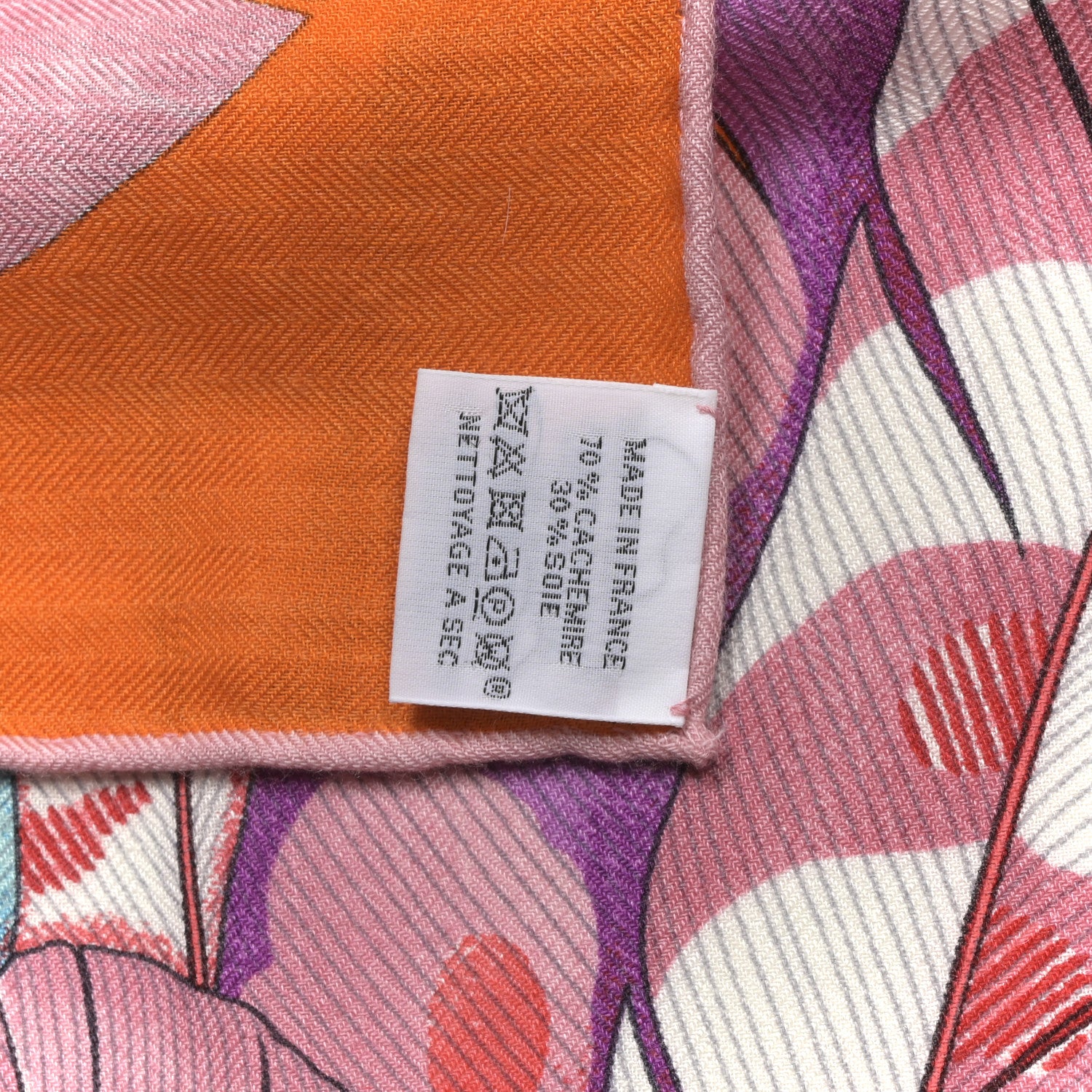 Hermes Cashmere Silk Plumes En Fete Shawl 140 Orange Mauve Multicolor 3 of 7