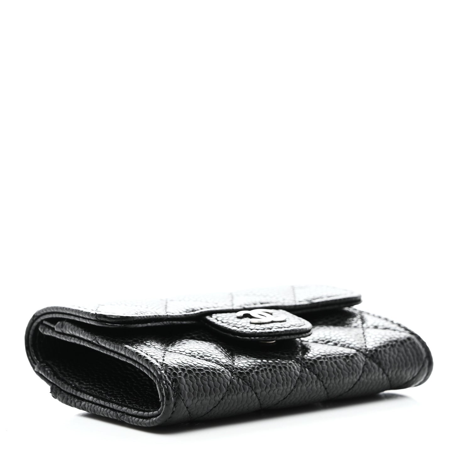 Caviar Quilted Flap Card Holder Black