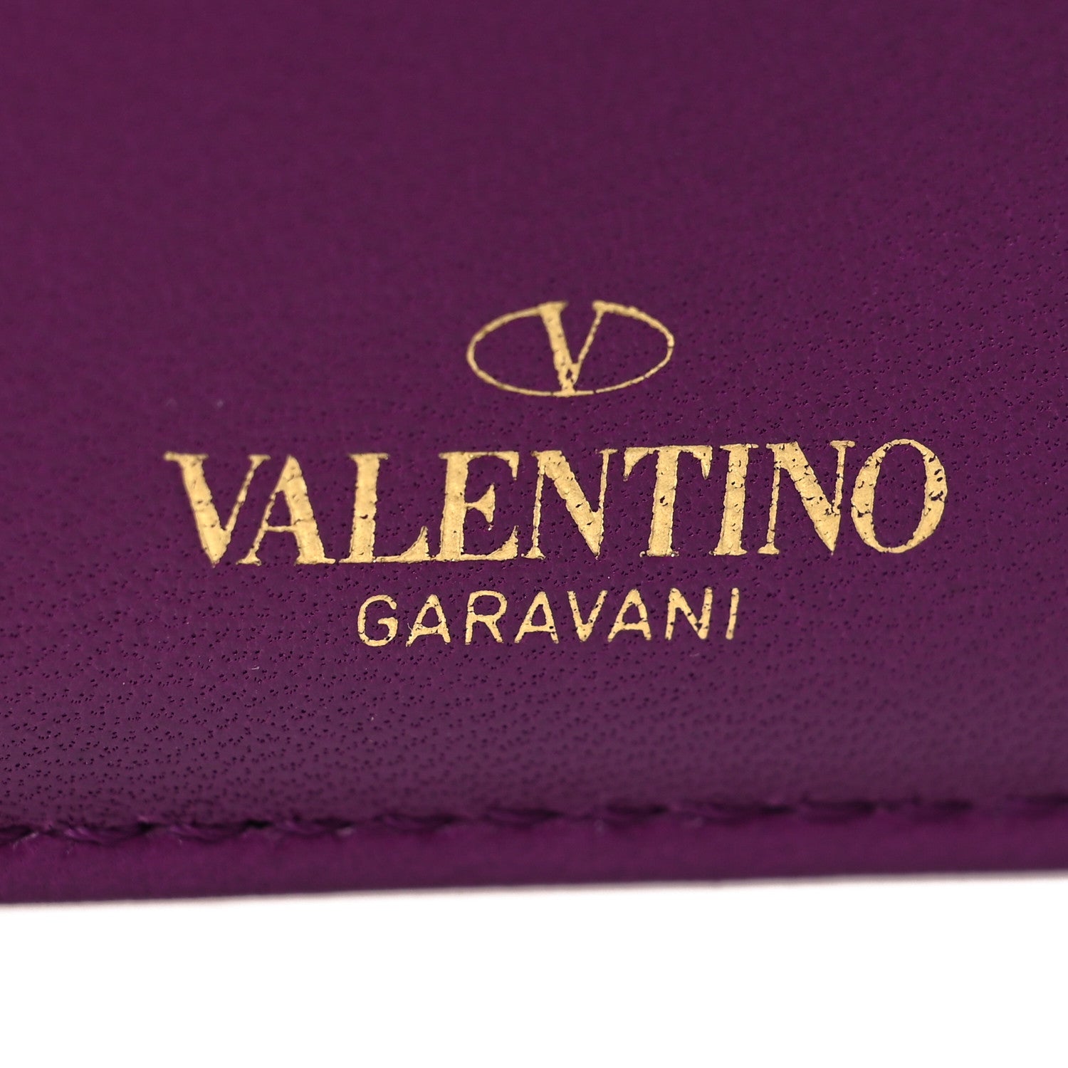 Valentino Garavani Nappa Roman Stud Zip Card Holder Prune 6 of 9