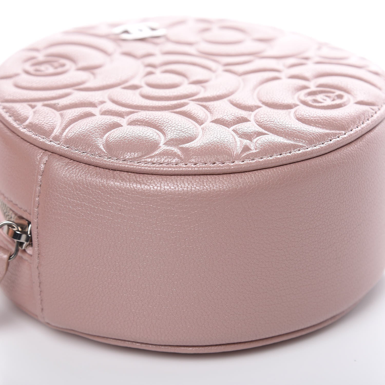 Chanel Goatskin Camellia Quilted Round Clutch With Chain Light Pink 8 of 10